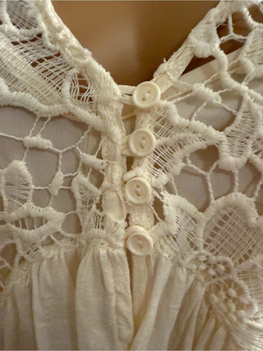 Boho Crochet Lace Ivory Tunic Dress - Picture 5 of 13